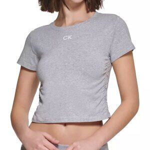 Calvin Klein Performance Junior's L Gray Ruched Side Crop Top